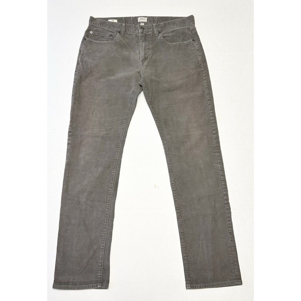 J Crew Pants Mens 33x32 Gray Straight Fit Vintage Corduroy Chinos Preppy Brown